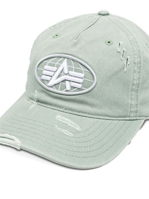Cappello uomo Alpha Industries verde effetto distressed con applicazione logo Alpha Industries | 26690430
